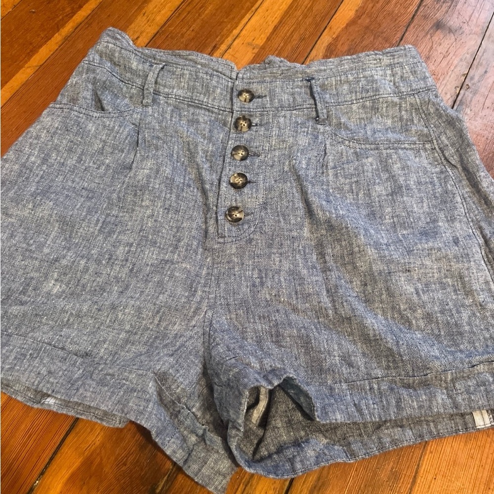 Express Blue Button-Up Women's Shorts